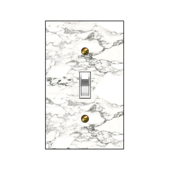 1728X Flat Image of Faux White Marble Gray Veins Marbling ~ Mrs Butler Unique Switchplate Cover ~ Use Drop Downs Below ~ See Black Marble