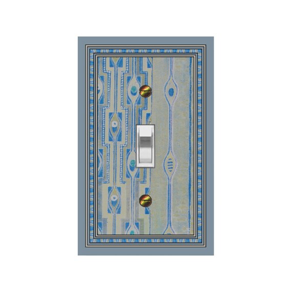 0499B Image of Art Deco Inverted Mackintosh ~ I See Eyes ~ Mrs Butler Unique Switchplates ~ Use Drop Downs ~ See 0499A w/ Background Design