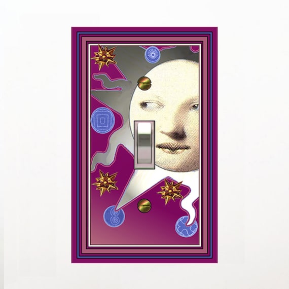 0122a -Audrey Mauve Moon light switch plate cover - mrs butler switchplates - choose sizes / prices from drop down box-many suns and moons