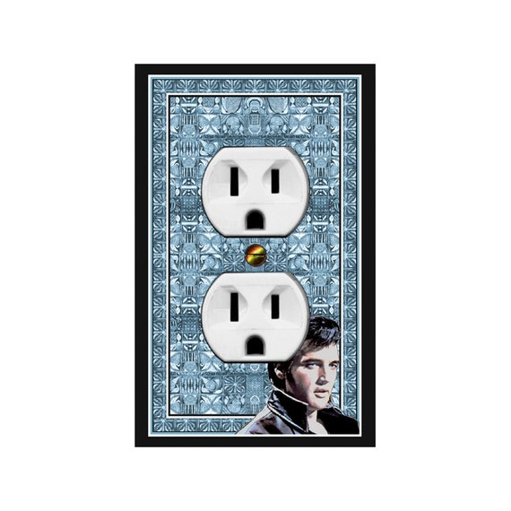 1717A Flat Image Elvis on Intricate Pattern Faux Tile Bkd ~ Mrs Butler Unique Switchplate Cover ~ Use Drop Down Boxes ~ See 1717B Background