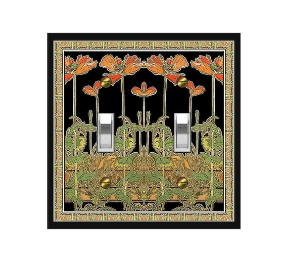 0398X Art Nouveau Mucha Intricate Floral Design on Black ~ Mrs Butler Unique Switchplate Cover ~ Use Drop Down Box Below ~ See Other Muchas