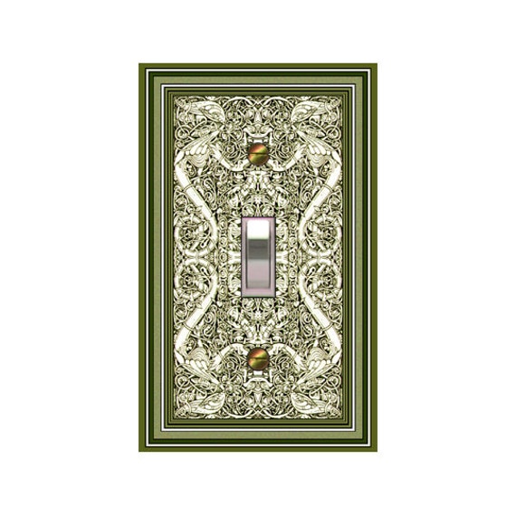 0452B Intricate Green Abstract Celtic Mermaid Angel Design - Mrs Butler Unique Switchplate Cover ~ Use Drop Down Box Below ~ See 0452A
