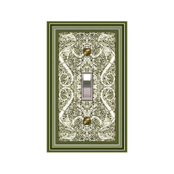 0452B Intricate Green Abstract Celtic Mermaid Angel Design - Mrs Butler Unique Switchplate Cover ~ Use Drop Down Box Below ~ See 0452A