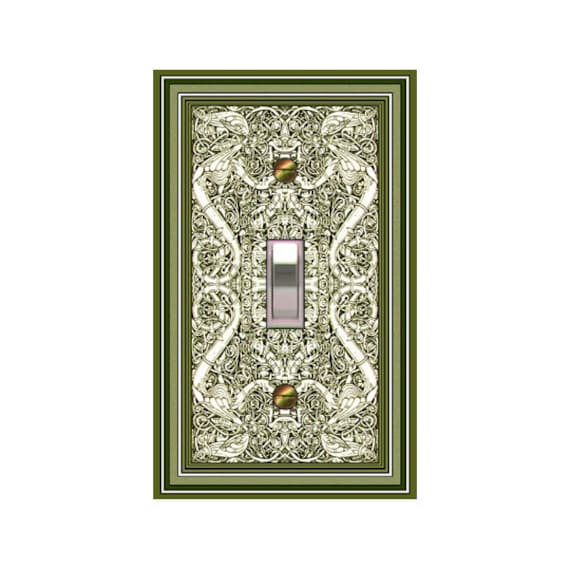 0452B Intricate Green Abstract Celtic Mermaid Angel Design - Mrs Butler Unique Switchplate Cover ~ Use Drop Down Box Below ~ See 0452A