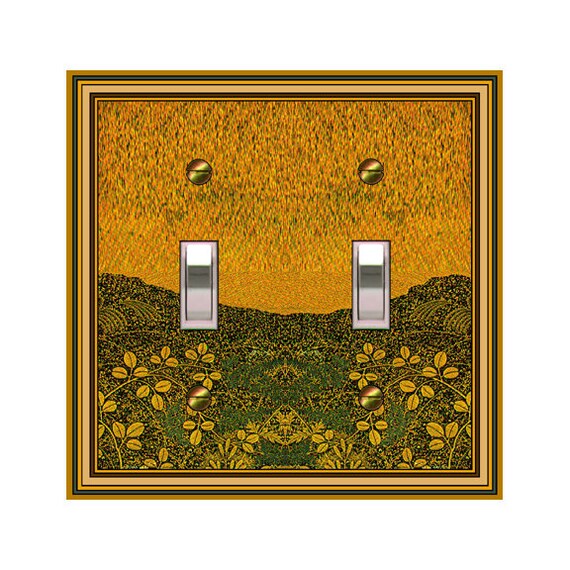 0104B Faux Golden Sky & Leaves on Green Valley ~ Mrs Butler Unique Switchplate Cover ~ Use Drop Down Boxes ~See 0104A Sun on this Background