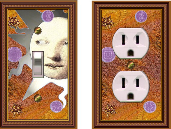 0106C and D - Combo of Blazing Sun and background switch plate cover  - mrs butler switchplates -