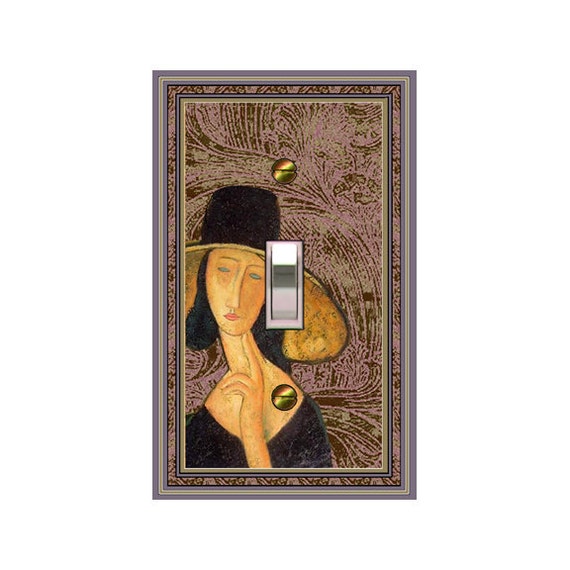 0761A Art Deco Modigliani Girl in Hat light Portrait ~ Mrs Butler Unique Switchplate Cover ~ Use Drop Downs ~ See Other Modigliani Works