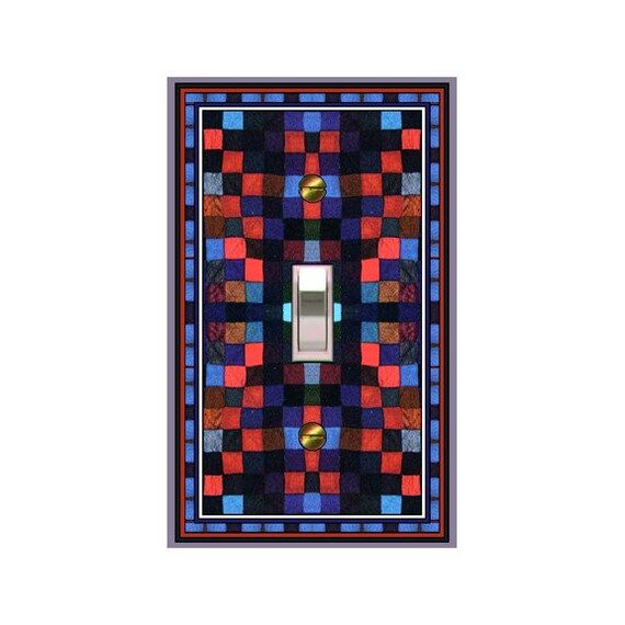 0206b- Colorful quilt switch plate cover - mrs butler switchplates - choose sizes / prices from drop down box