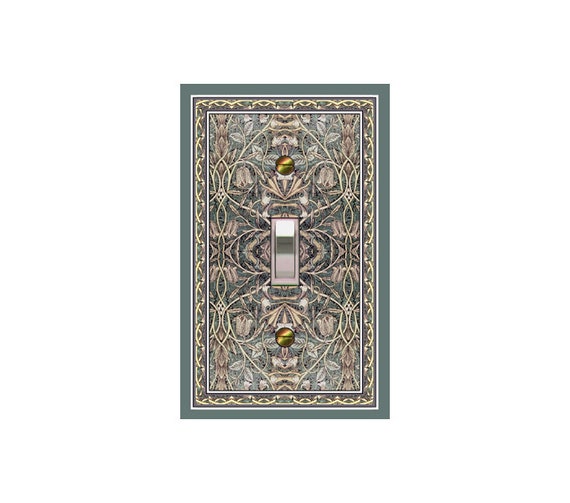 0136X Art Nouveau Morris Harlequin Subtle Ornate Floral Teal Green Tan Cream ~ Mrs Butler Unique Switchplate Cover ~ Use Drop Down Box Below