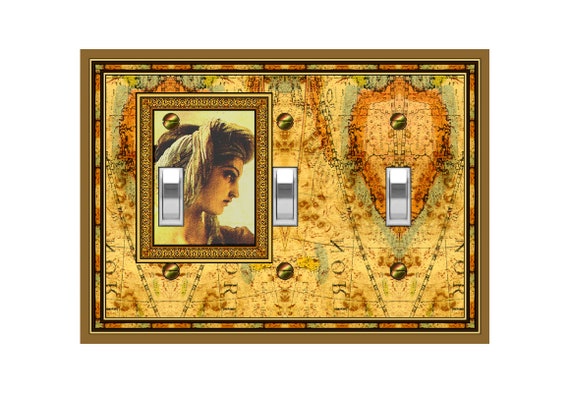 0711A Image of Framed Woman on Vintage Map Inaccurate ~ Mrs Butler Unique Switchplate Cover ~ Use Drop Downs ~ See 0711B & 0724A-C Variation