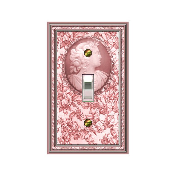 1640A Cameo on Red Mauve Toile Floral Design ~ Mrs Butler Unique Switchplate Cover ~ Use Drop Down Box ~ See: 1640B Bkgd Design/Other Colors