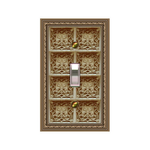 1545A FLAT Image of Ornate Fleur De Lis Carved Faux Tiles LOOKS Textured/3D ~ Mrs Butler Unique Switchplate Cover ~ Use Drop Down Box Below