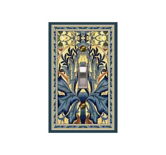 0296X FLAT Image of Art Nouveau Morris Artichoke Floral Faux Needlework Embroidery Design ~ Mrs Butler Unique Switchplates ~ Use Drop Downs