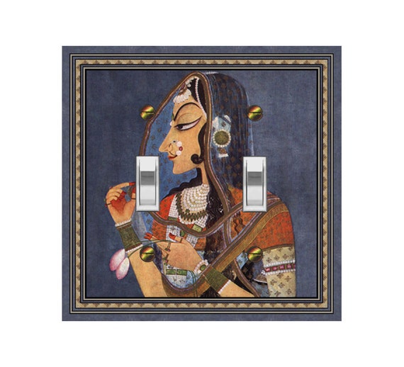 1538X Colorful Painting of Traditional Princess from India Holding Flowers ~ Mrs Butler Unique Switchplates ~ Use Drop Downs Below