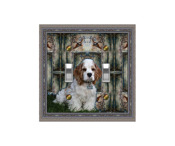 1455A Cocker Spaniel on Shabby Chic Bkd w/ Birds ~ Mrs Butler Unique Switchplate Cover ~ Use Drop Down Box Below - See 1455B Bkgd Design