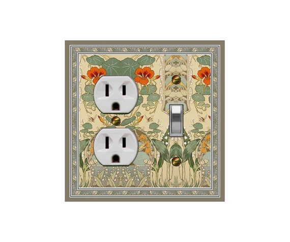 1484X Botanical Illustration Flowers Leaves and Bees Insects ~ Mrs Butler Unique Switchplate Cover ~ Use Drop Down Boxes Below