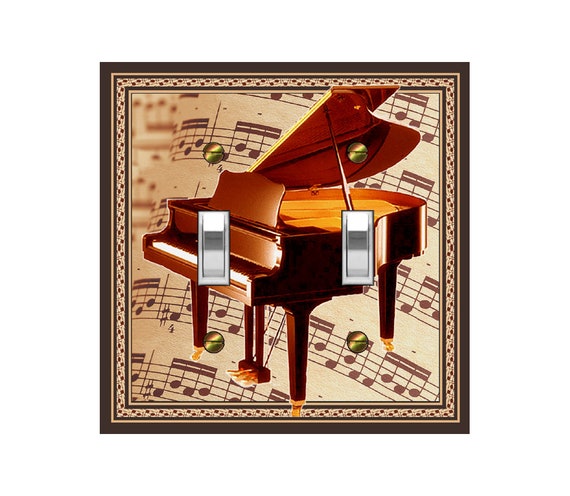 1660A Grand Piano Sepia Sheet Music Bkgd ~ Mrs Butler Unique Switchplates ~ Use Drop Downs Below ~ See 1660B Background & Other Pianos
