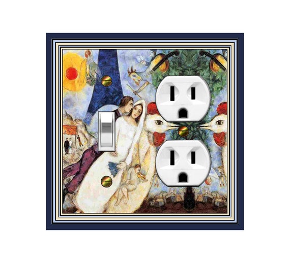 1594X Chagall, The Bridal Pair w/ the Eiffel Tower, 1939 ~ Mrs Butler Unique Switchplate Cover ~ Use Drop Downs ~ See Other Chagall Works
