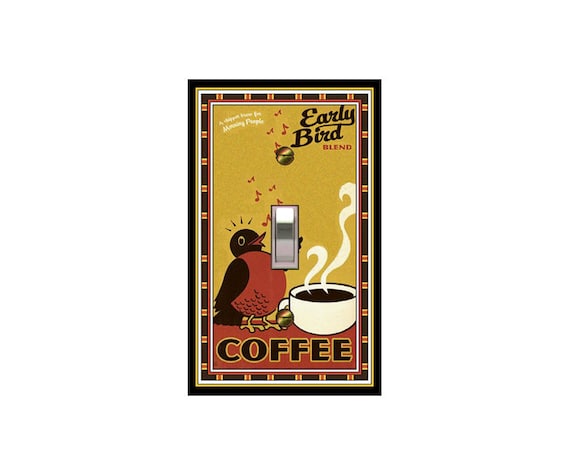 0189X Vintage Ad Inspired Early Bird Coffee ~ Mrs Butler Unique Switchplate Cover ~ Use Drop Down Boxes Below ~ See 0189B Variation