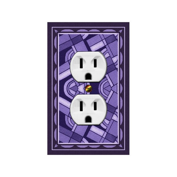 1427B Image of Retro Purple Geometric Faux Stained Glass Design ~ Mrs Butler Unique Switchplates ~ Use Drop Downs ~ See 1427A on this Bkgd