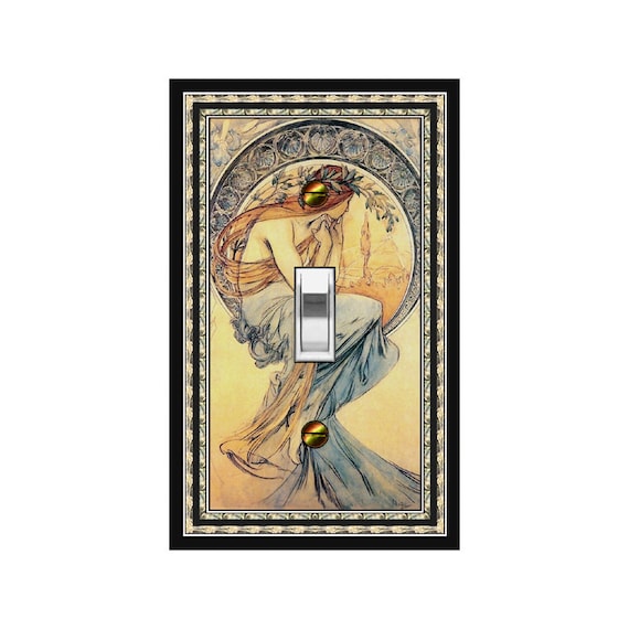 0339X Art Nouveau Mucha Poetry Study Lady in Blue Gown ~ Mrs Butler Unique Switchplate Cover - Use Drop Down Box Below ~ Many Mucha designs