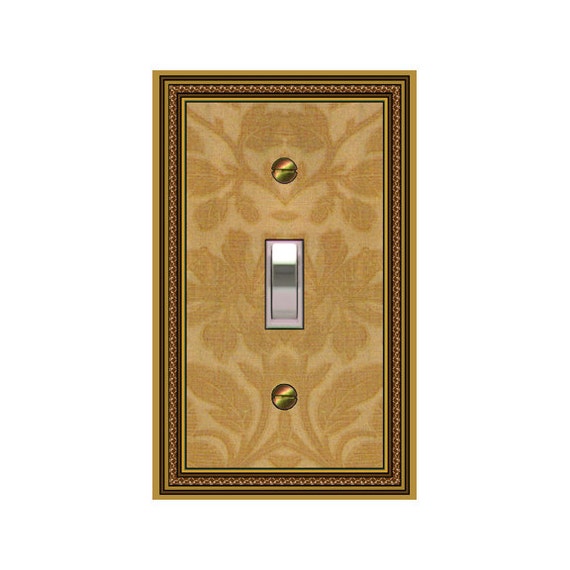 0440B Subtle Golden Mustard Tan Floral Design ~ Mrs Butler Unique Switchplates ~ Use Drop Downs ~ See 0440A Accordion on this Background