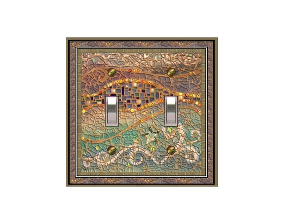 1752X Image of Colorful Mosaic with Star Faux Gems ~ Mrs Butler Unique Switchplate Cover ~ Use Drop Down Box Below ~See 1752H & V Variations