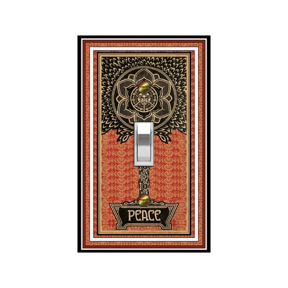1190X Unique Vintage-Look "PEACE" Tree w/ Star Face Design ~ Mrs Butler Unique Switchplate Cover ~ Use Drop Down Boxes Below