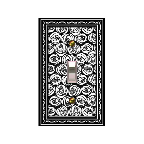1605X Arts/Crafts Mackintosh Black/White Roses ~ Mrs Butler Unique Switchplate Cover ~ Use Drop Down Box Below ~ See Other Color Variations