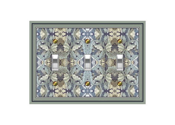 0149X Flat Image Art Nouveau Morris Acanthus Leaves Light Version ~ Mrs Butler Unique Switchplate ~ Use Drop Downs ~ See 0149A-G Versions
