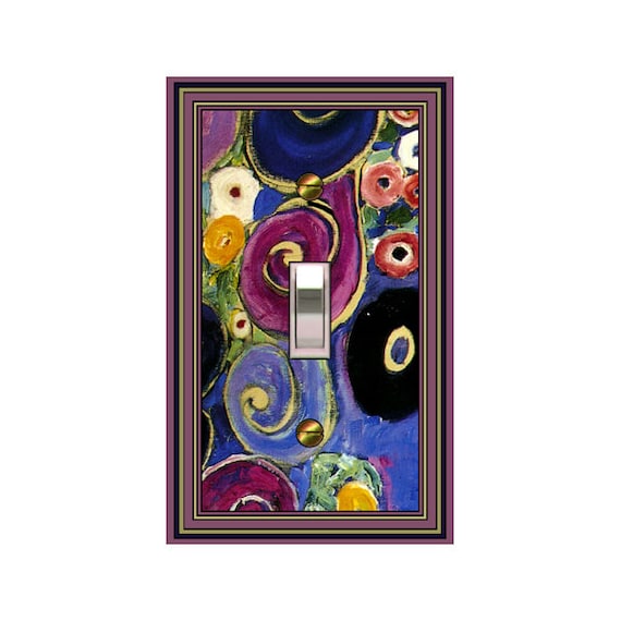 0705B Colorful Contemporary Art Floral-Inspired w/ Swirls Design ~ Mrs Butler Unique Switchplates ~ Use Drop Downs ~ See 0705A on This Bkgd