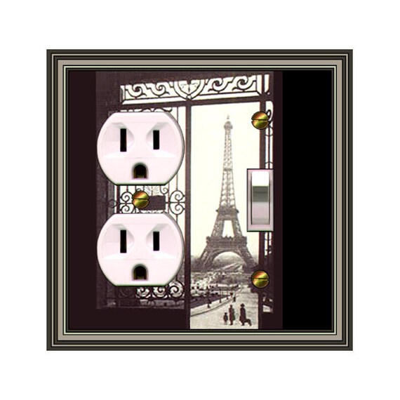 0477X Eiffel Tower & Family Viewed from Gate ~ Mrs Butler Uniquer Switchplate Cover ~ Use Drop Down Box Below ~ Other Eiffel Tower Designs