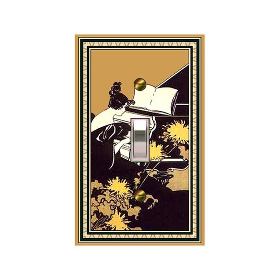 0766X Art Deco Pianist Playing Grand Piano w/ Flowers ~ Mrs Butler Unique Switchplate Cover ~ Use Drop Down Boxes ~ See Other Piano Designs