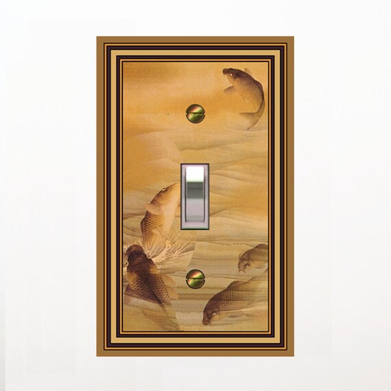 0232A Image Asian Feng Shui Lucky Koi Fish in Water Watercolor ~ Mrs Butler Unique Switchplate Cover ~ Use Drop Downs~ See 0232C Version