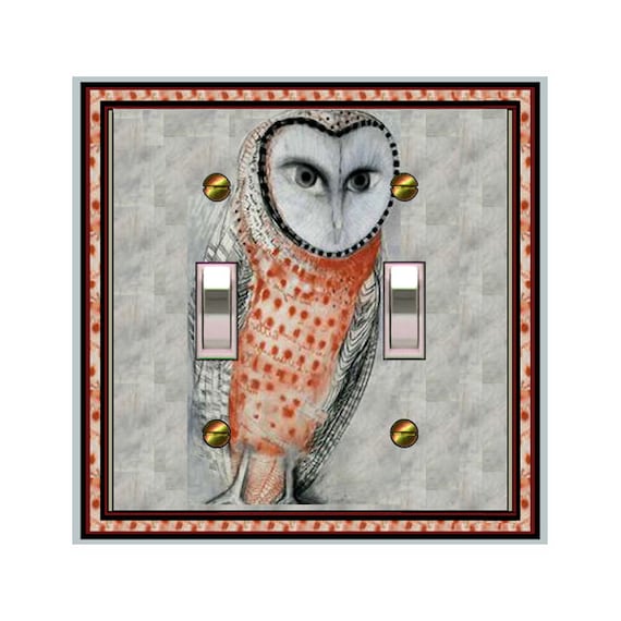 0142X Flat Image Unique Folk-Art Owl Design ~ Mrs Butler Unique Switchplate Cover ~ Use Drop Downs Below ~ Many Other Owl & Bird Designs