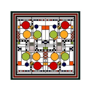 1409X Image of Mod Style Geometric Faux Stained Glass Design Big Circles ~ Mrs Butler Unique Switchplate ~ Use Drop Downs ~ See Variations