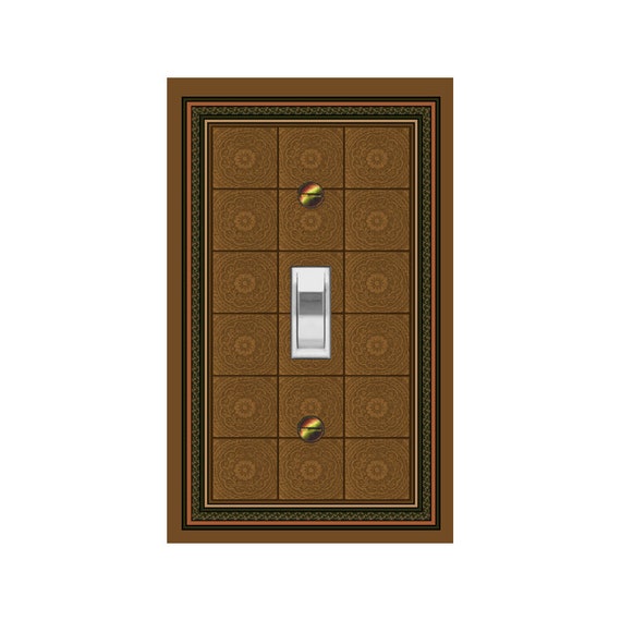 0621B Flat Image Subtle Brown Floral Mandala Faux Tile ~ Mrs Butler Unique Switchplate Cover ~ Use Drop Downs Below ~ See 0621A-D Variations