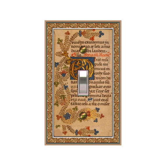 0799X Image of Medival Illuminated Manuscript Illustration Romanian Text ~ Mrs ButlerUnique Switchplate Covers ~ Use Drop Down Boxes Below