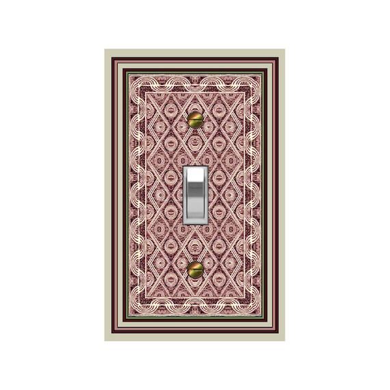 0224B Flat Image of Intricate African Cloth Maroon Red Design~ Mrs Butler Unique Switchplate Cover ~Use Drop Down Box~See 0224A-D Variations