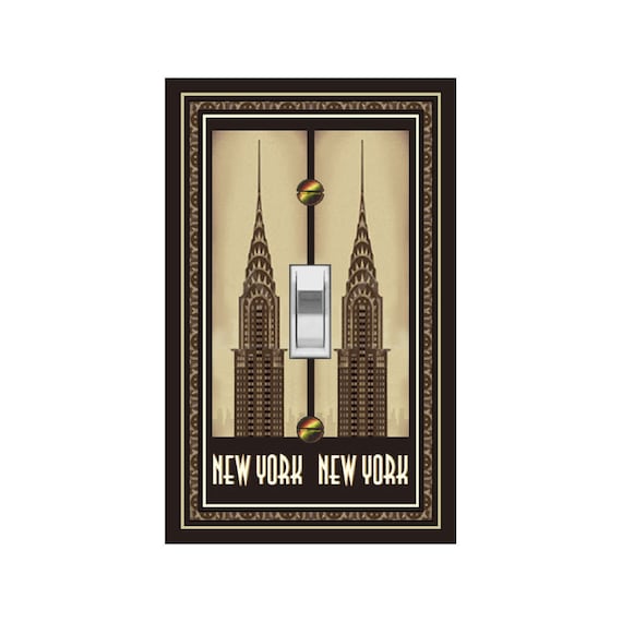 1519N Vintage Image New York Chrysler Building NYC Fancy Border ~ Mrs Butler Unique Switchplates ~ Use Drop Downs ~See 1519X w/ Plain Border