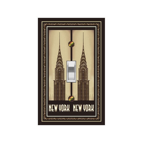 1519N Vintage Image New York Chrysler Building NYC Fancy Border ~ Mrs Butler Unique Switchplates ~ Use Drop Downs ~See 1519X w/ Plain Border