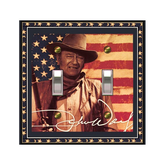 1721X Vintage Look John Wayne Autograph American Flag Cowboy Hat Western ~ Mrs Butler Unique Switchplate Cover ~ Use Drop Down Boxes Below