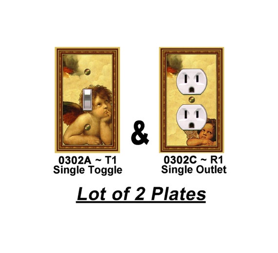 0302A-T1 & 0302C-R1 Raphael's Sistine Cherubs Coordinating Angels, SET of 2 ~ Mrs Butler Unique Switchplate Covers ~ See 0302A-C Variations