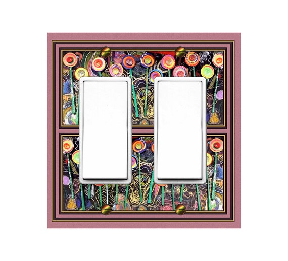 0269X Colorful Flowers, Hundertwasser Inspired Lollipop ~ Mrs Butler Unique Switchplate Cover ~ Use Drop Down Boxes ~ See More Hundertwasser