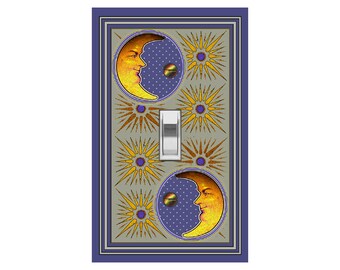 0123A Image Retro Coin Medallion Crescent Moons Stars Suns ~ Mrs Butler Unique Switchplate Cover ~ Use Drop Down Boxes ~See 0123B Background