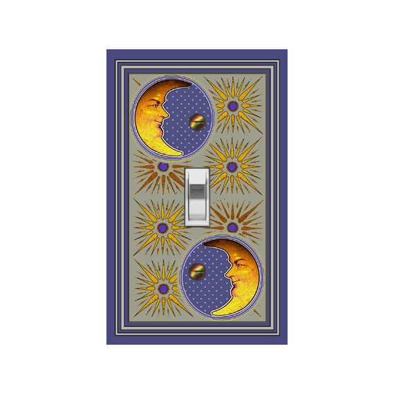 0123A Image Retro Coin Medallion Crescent Moons Stars Suns ~ Mrs Butler Unique Switchplate Cover ~ Use Drop Down Boxes ~See 0123B Background