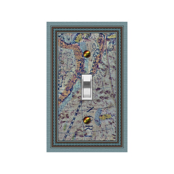 0724B Flat Image of Vintage Textured-Look Map Design Inaccurate ~ Mrs Butler Unique Switchplate ~ Use Drop Downs ~See 0724A-D & 0711A-B Maps