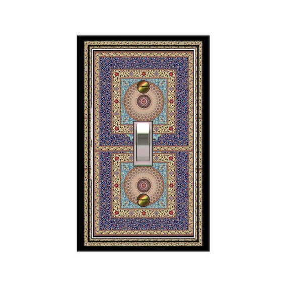 0377X Flat Image of Colorful Persian Rug Purple Aqua Blue Tan Red Black ~ Mrs Butler Unique Switchplate Cover ~ Use Drop Down Boxes Below