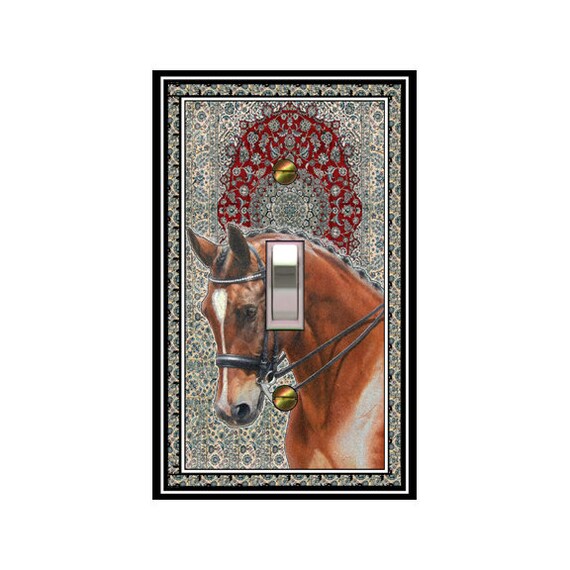 1631X Brown & White Horse Close Up on Floral Background Design ~ Mrs Butler Unique Switchplate Cover ~ Use Drop Downs Below~ See More Horses