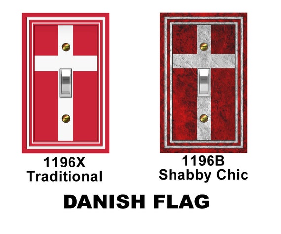 1196X and 1196B Flag of Denmark CHOOSE Version of Danish Flag ~ Mrs Butler Unique Switchplate ~ Use Drop Downs Below ~ Many Flags Offered